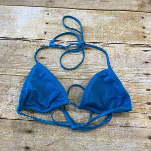 Triangl Vinca Bikini Top in Blue Metallic